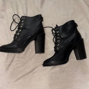 Black Lace-Up Ankle Boots